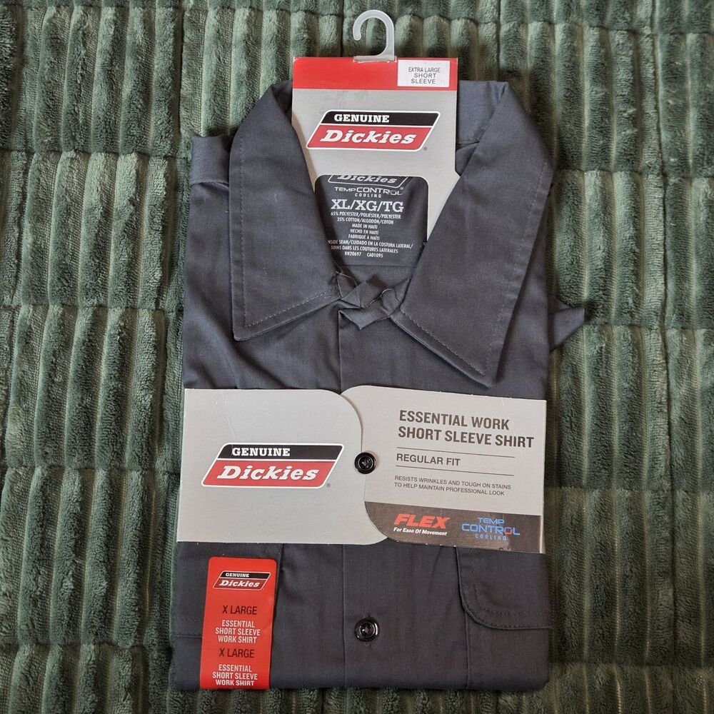 Dickies Men’s Essential Work Short Sleeve Shirt gray Reg Fit Size XL New